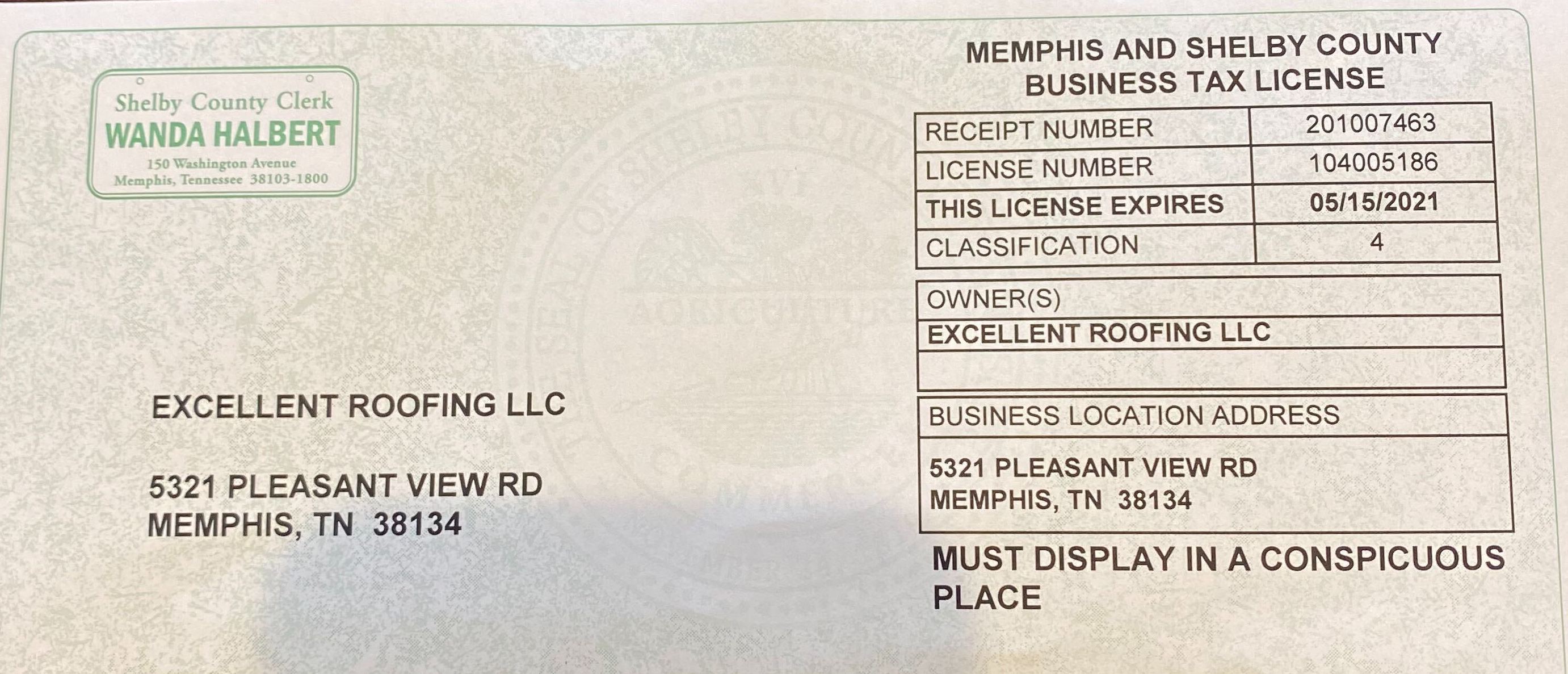 Memphis And Shelby County Business Tax License