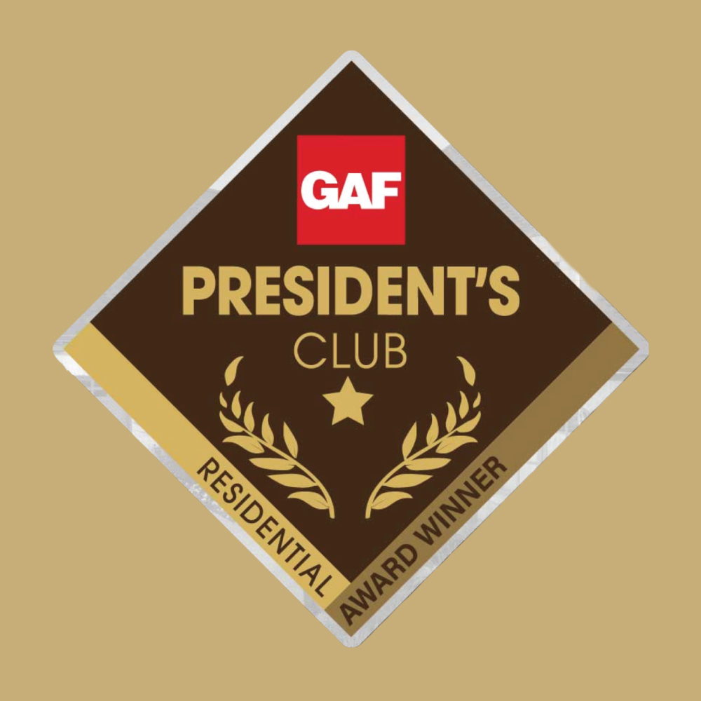 gaf residential roofing presidents club award winner