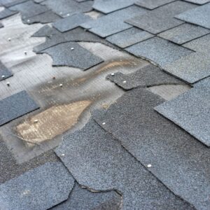 Broken and ripped shingles